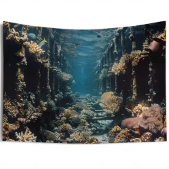 Submarine Cabin Undersea Hanging Tapestry Wall Art Large Tapestry Mural Decor Photograph Backdrop Blanket Curtain Home Bedroom Living Room Decoration