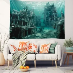 Submarine Cabin Undersea Hanging Tapestry Wall Art Large Tapestry Mural Decor Photograph Backdrop Blanket Curtain Home Bedroom Living Room Decoration