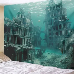 Submarine Cabin Undersea Hanging Tapestry Wall Art Large Tapestry Mural Decor Photograph Backdrop Blanket Curtain Home Bedroom Living Room Decoration