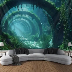 Submarine Cabin Undersea Hanging Tapestry Wall Art Large Tapestry Mural Decor Photograph Backdrop Blanket Curtain Home Bedroom Living Room Decoration