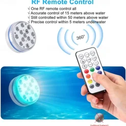 Submersible Lights 13 Leds Pool Pond Light RGB with Remote Underwater Night Light IP68 Magnet Bright Lamp for Pond Aquarium new 2022