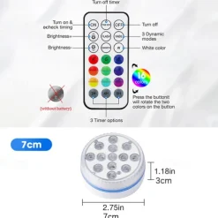 Submersible Lights 13 Leds Pool Pond Light RGB with Remote Underwater Night Light IP68 Magnet Bright Lamp for Pond Aquarium new 2022