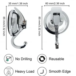 Suction Cup Hooks Heavy Duty Vacuum Suction Shower Hooks Glass Suction Cup Hooks Bathroom Robe Hooks Reusable, No Hole Punched, for Garland Decoration
