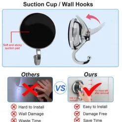 Suction Cup Hooks Heavy Duty Vacuum Suction Shower Hooks Glass Suction Cup Hooks Bathroom Robe Hooks Reusable, No Hole Punched, for Garland Decoration