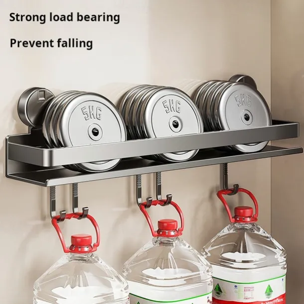 Suction Cup Kitchen Organizer with Hook 30/40/50cm, No Drill Hanging Spice Rack, Bathroom Shower Rack for Storage, Space Saving Shelves for Kitchen, Bathroom and Living Room