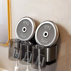 Suction Cup Toothbrush Holder with Cups, Bathroom Shelf Mouthwash Cup Toothbrush Holder, Shower Organiser, Wall Mounted Toothbrush, Bathroom Organiser, No Drill Toothbrush Organiser