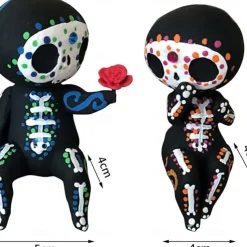 Sugar Skull Couple Statue Sugar Skull Figurine Resin Crafts Cute Statue Skull Resin Skull Statue Home Decor Adorable Skull Sculpture Memorial Statue