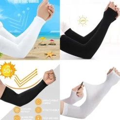 Summer Arm Sleeves Cooling Gloves Women Men Arm Warmers Sleeves Armwarmer UV Sun Protection Cotton Long Fingerless Gloves Arm Sleeves