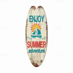 Summer Beach Ocean Theme Leisure Decoration Surfboard Wood Plaque Bar Home Wall Vintage Decoration Wood Plaque