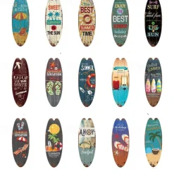 Summer Beach Ocean Theme Leisure Decoration Surfboard Wood Plaque Bar Home Wall Vintage Decoration Wood Plaque