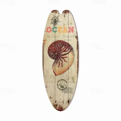 Summer Beach Ocean Theme Leisure Decoration Surfboard Wood Plaque Bar Home Wall Vintage Decoration Wood Plaque