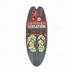 Summer Beach Ocean Theme Leisure Decoration Surfboard Wood Plaque Bar Home Wall Vintage Decoration Wood Plaque
