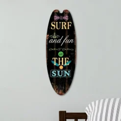 Summer Beach Ocean Theme Leisure Decoration Surfboard Wood Plaque Bar Home Wall Vintage Decoration Wood Plaque