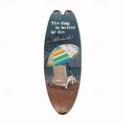 Summer Beach Ocean Theme Leisure Decoration Surfboard Wood Plaque Bar Home Wall Vintage Decoration Wood Plaque