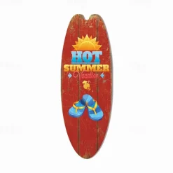 Summer Beach Ocean Theme Leisure Decoration Surfboard Wood Plaque Bar Home Wall Vintage Decoration Wood Plaque