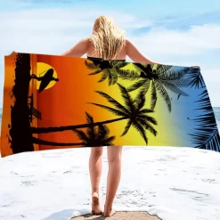 Summer Beach Towel Quick-Drying Tropical Bohemian Rainforest Sea Turtle Plant Towel Soft and Quick-Drying Beach Towel Super Absorbent Soft Microfiber Sand Pool Bath Outdoor Travel Towel