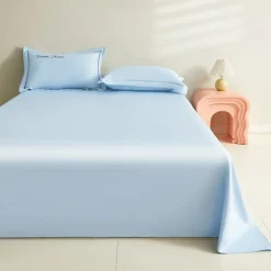 Summer Cool Ice Silk Bed Sheet Single Piece Single Dormitory Single Double Solid Color Bed Sheet Pillowcase Three-piece Bed