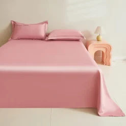 Summer Cool Ice Silk Bed Sheet Single Piece Single Dormitory Single Double Solid Color Bed Sheet Pillowcase Three-piece Bed