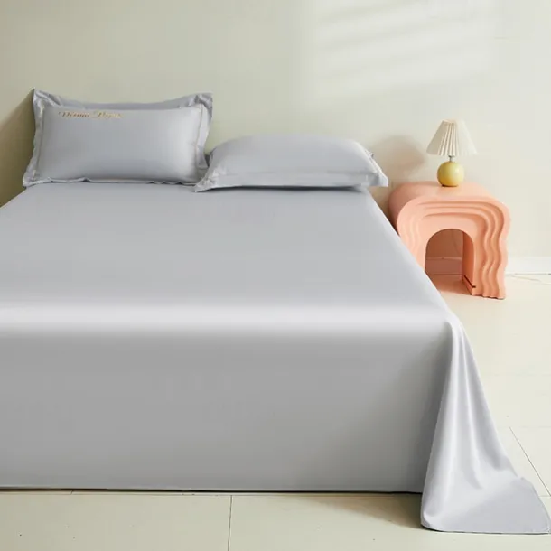 Summer Cool Ice Silk Bed Sheet Single Piece Single Dormitory Single Double Solid Color Bed Sheet Pillowcase Three-piece Bed