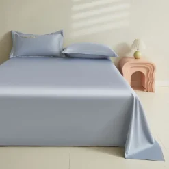 Summer Cool Ice Silk Bed Sheet Single Piece Single Dormitory Single Double Solid Color Bed Sheet Pillowcase Three-piece Bed