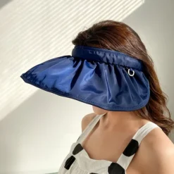 Summer Foldable Sun Hat Travel Beach Large Brim Sun Hat Without Top Anti-ultraviolet Hat For Women