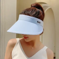 Summer Foldable Sun Hat Travel Beach Large Brim Sun Hat Without Top Anti-ultraviolet Hat For Women