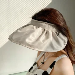 Summer Foldable Sun Hat Travel Beach Large Brim Sun Hat Without Top Anti-ultraviolet Hat For Women