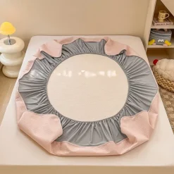 Summer Latex Ice Silk Cooler Bed Sheets Washable Soft Bed Cover Pillow Case