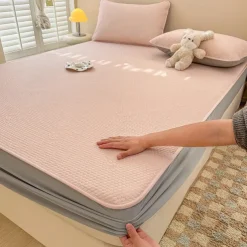 Summer Latex Ice Silk Cooler Bed Sheets Washable Soft Bed Cover Pillow Case