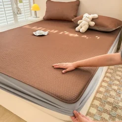 Summer Latex Ice Silk Cooler Bed Sheets Washable Soft Bed Cover Pillow Case