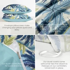 Summer Palm Leaves Duvet Cover Set Cotton Tropical Plants Pattern Set Soft 3-Piece Luxury Bedding Set Home Decor Gift Twin Full King Queen Size Duvet Cover