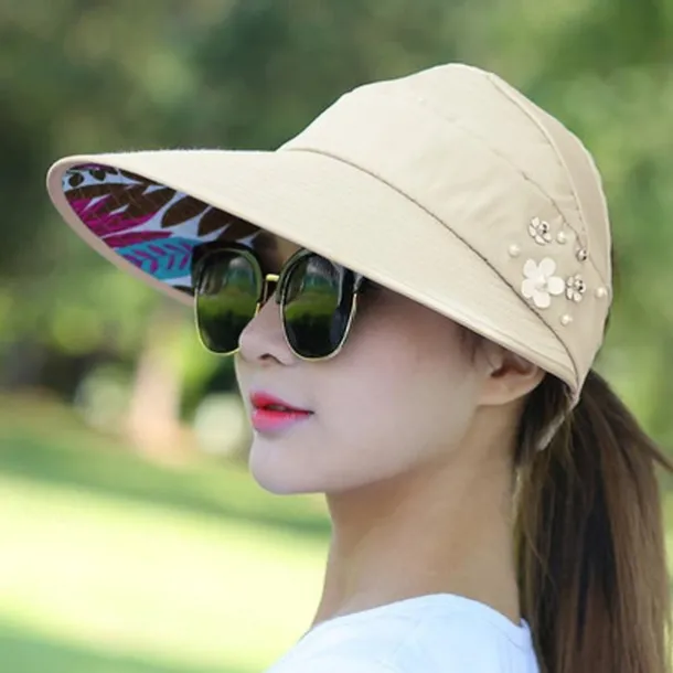 Summer Sun Hat Women's Outdoor Travel Sunscreen Sun Hat Foldable Anti-Ultraviolet Sun Hat