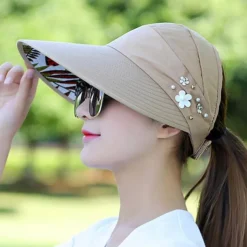 Summer Sun Hat Women's Outdoor Travel Sunscreen Sun Hat Foldable Anti-Ultraviolet Sun Hat