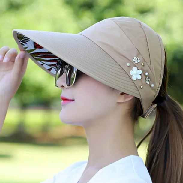 Summer Sun Hat Women's Outdoor Travel Sunscreen Sun Hat Foldable Anti-Ultraviolet Sun Hat