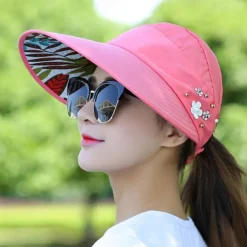 Summer Sun Hat Women's Outdoor Travel Sunscreen Sun Hat Foldable Anti-Ultraviolet Sun Hat