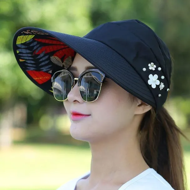 Summer Sun Hat Women's Outdoor Travel Sunscreen Sun Hat Foldable Anti-Ultraviolet Sun Hat