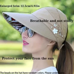 Summer Sun Hat Women's Outdoor Travel Sunscreen Sun Hat Foldable Anti-Ultraviolet Sun Hat