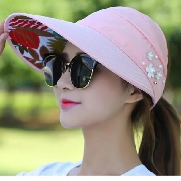 Summer Sun Hat Women's Outdoor Travel Sunscreen Sun Hat Foldable Anti-Ultraviolet Sun Hat