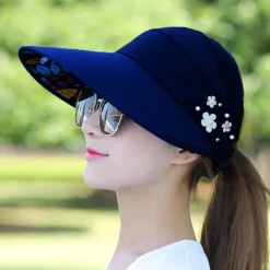 Summer Sun Hat Women's Outdoor Travel Sunscreen Sun Hat Foldable Anti-Ultraviolet Sun Hat