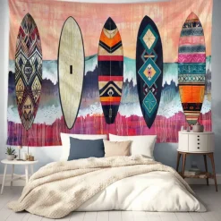 Summer Surfer Skateboard Hanging Tapestry Wall Art Large Tapestry Mural Decor Photograph Backdrop Blanket Curtain Home Bedroom Living Room Decoration Owl Lion