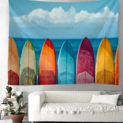 Summer Surfer Skateboard Hanging Tapestry Wall Art Large Tapestry Mural Decor Photograph Backdrop Blanket Curtain Home Bedroom Living Room Decoration Owl Lion