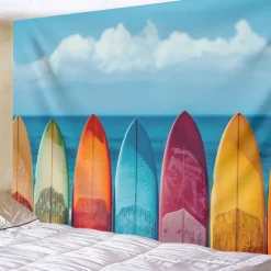 Summer Surfer Skateboard Hanging Tapestry Wall Art Large Tapestry Mural Decor Photograph Backdrop Blanket Curtain Home Bedroom Living Room Decoration Owl Lion