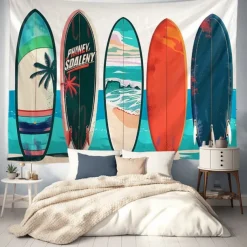 Summer Surfer Skateboard Hanging Tapestry Wall Art Large Tapestry Mural Decor Photograph Backdrop Blanket Curtain Home Bedroom Living Room Decoration Owl Lion