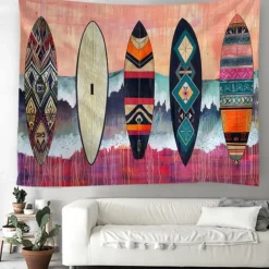 Summer Surfer Skateboard Hanging Tapestry Wall Art Large Tapestry Mural Decor Photograph Backdrop Blanket Curtain Home Bedroom Living Room Decoration Owl Lion