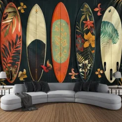 Summer Surfer Skateboard Hanging Tapestry Wall Art Large Tapestry Mural Decor Photograph Backdrop Blanket Curtain Home Bedroom Living Room Decoration Owl Lion