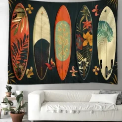 Summer Surfer Skateboard Hanging Tapestry Wall Art Large Tapestry Mural Decor Photograph Backdrop Blanket Curtain Home Bedroom Living Room Decoration Owl Lion