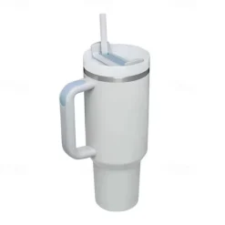 Summer Tumbler with Handle 40 oz and Straw Lid, 304 Stainless Steel Water Bottle, Travel Mug Insulated Tumblers Iced for Tea Coffee Gift, Large Capacity Car Cup with Straw