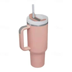 Summer Tumbler with Handle 40 oz and Straw Lid, 304 Stainless Steel Water Bottle, Travel Mug Insulated Tumblers Iced for Tea Coffee Gift, Large Capacity Car Cup with Straw