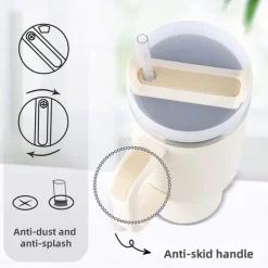 Summer Tumbler with Handle 40 oz and Straw Lid, 304 Stainless Steel Water Bottle, Travel Mug Insulated Tumblers Iced for Tea Coffee Gift, Large Capacity Car Cup with Straw