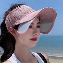 Summer Womens Sun Visor Hat, Breathable Fly-Knit Stretchable Wide Brim Sun Hat, UV Protection for Travel & Outdoor